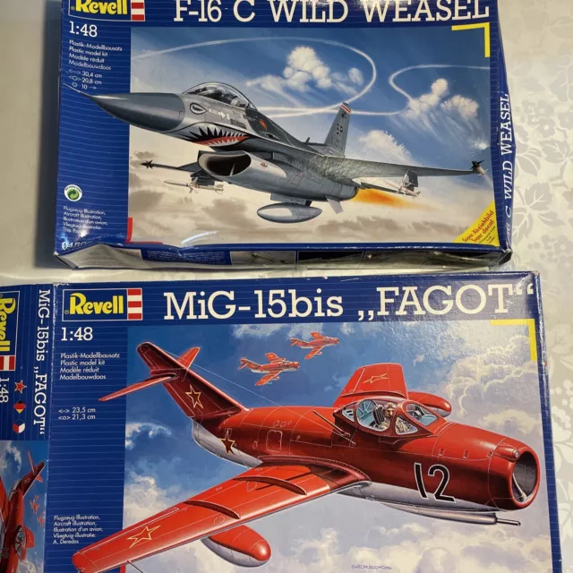 Konvolut Revell: F-16 C Wild Weasel und  MiG-15bis/2 Stück Modellbausatz M 1:48