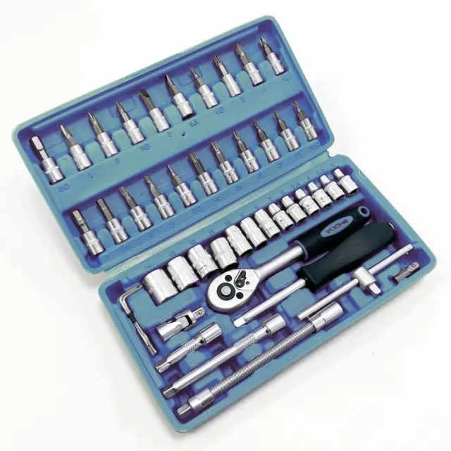 45pc 1/4 Dr Socket Set CRV Steel Torx Star Pozi Phillips Bits + Case - Voche