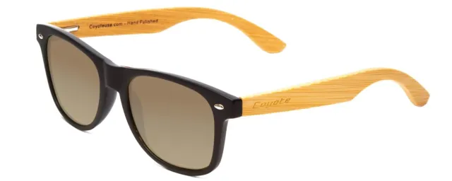 Coyote Wood Polarized Sunglasses Black Orange Tortoise Brown 52mm w/Blue Mirror