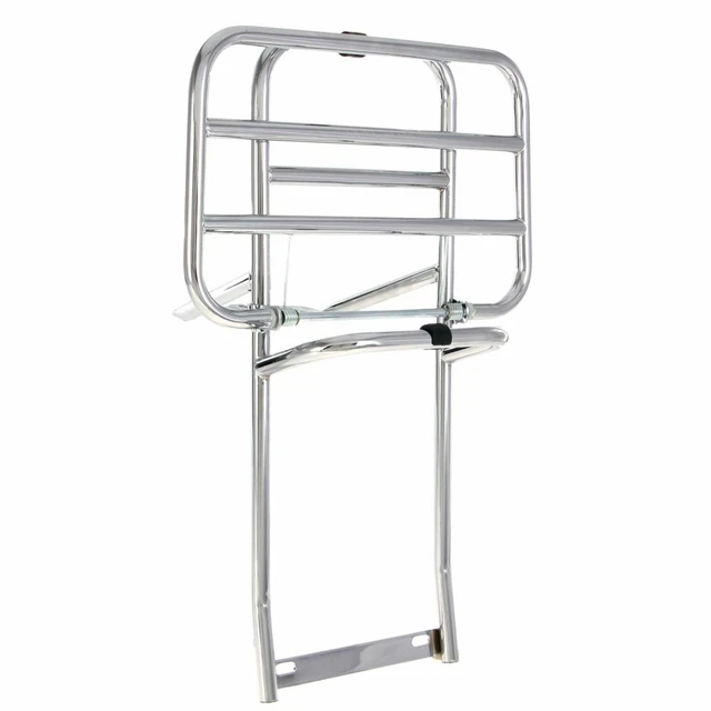 Porte-Bagages Arrière + Coussin Dossier Confort Pour Vespa Sprint Primavera Et Autres Modèles (50 à 300 GTS) - Argent, Acier Chromé