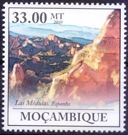 Patrimonio de la Humanidad de la UNESCO, Las Médulas Minería de Oro, España, Mozambique 2010 Estampillada sin montar o nunca montada