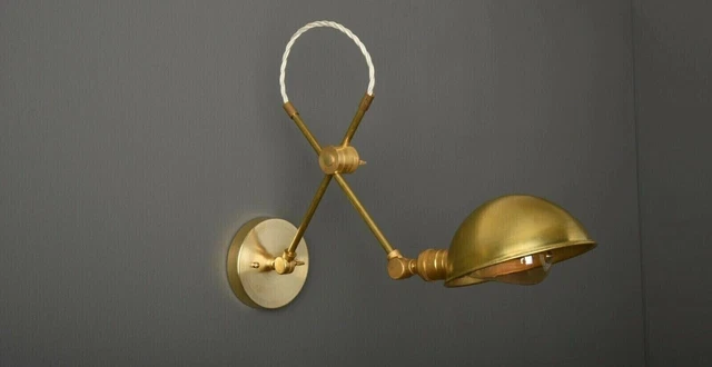 industrial Brass Swing Arm Wall Sconce Metal Adjustable Wall Light Fixture Lamp