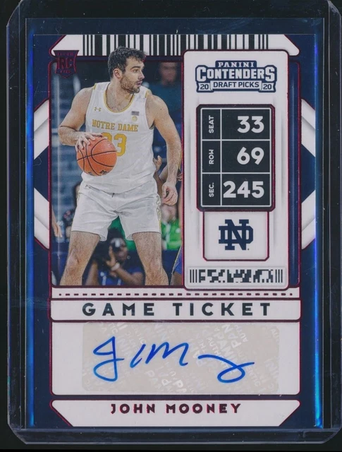 2020-21 Contenders Draft Red Foil Game Ticket Auto John Mooney Notre Dame