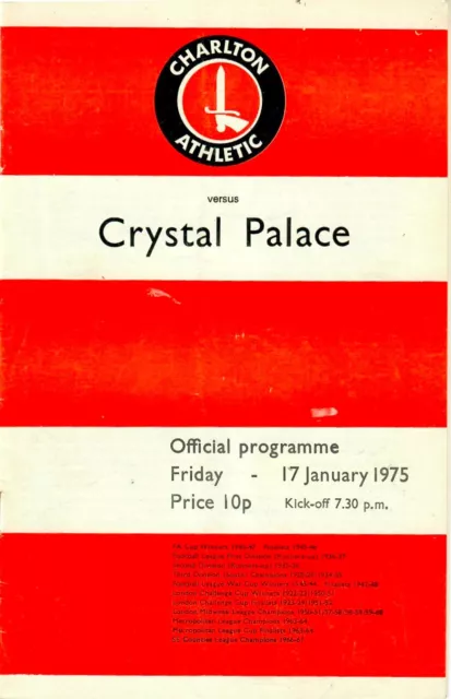 Charlton Athletic v Crystal Palace 1974-75