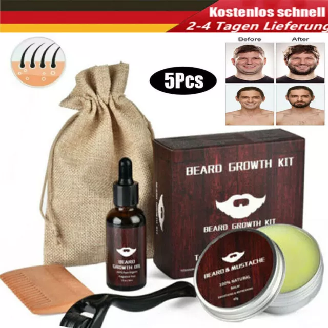 Beard Growth Kit Bart Wachstum Set Bartwuchsmittel Bartroller Bartwuchs Bartöl