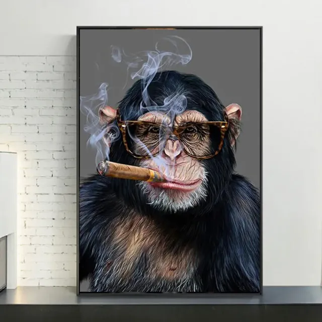 Monkey Smoking Canvas Painting Wall Art Posters and Prints Animals Nordic Mural