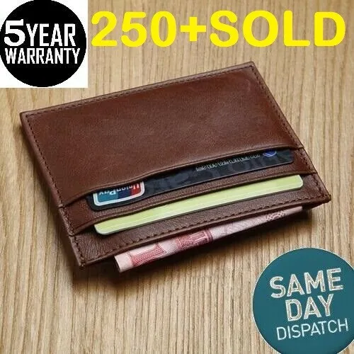 New Genuine Leather Slim Card Holder Wallets For Men - Minimalist RFID Blocking