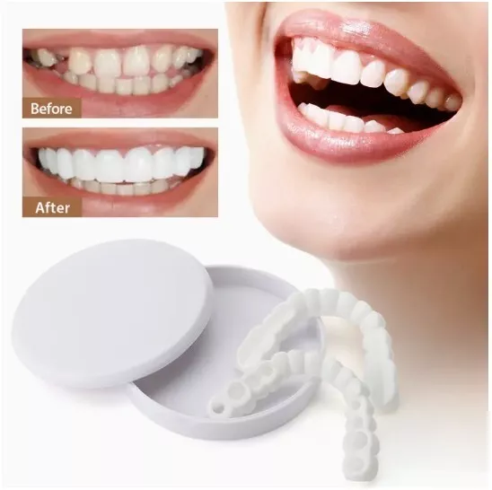 Snap On False Teeth Upper + Lower Dental Instant Veneers Dentures Tooth Cover 2