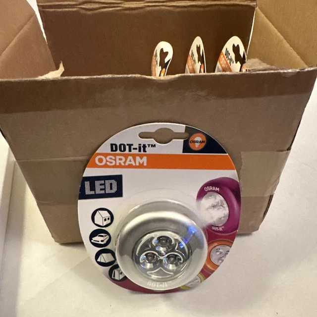 4 X LED OSRAM Dot-it Touch Push On Off Light Self Stick On Click ...