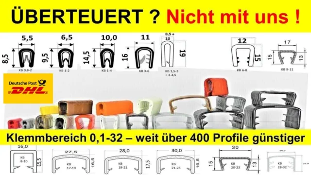 Kantenschutzprofil Kantenschutz Keder Profil Klemmprofil Gummi Blech PVC 0,5-32