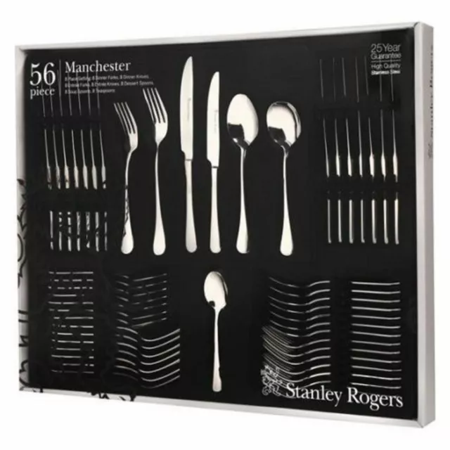 NEW STANLEY ROGERS 56 PIECE MANCHESTER CUTLERY GIFT BOXED SET  Fork Knife Spoon