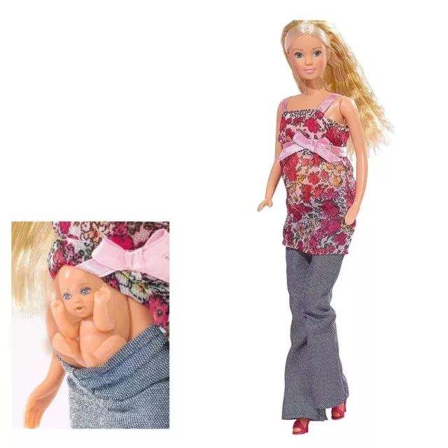 Girls Toy Steffi Love Barbie Girl Pregnant Doll Removable Tummy Baby 13 Accs