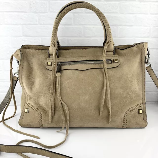 Rebecca Minkoff REGAN Satchel Tan Suede Leather Crossbody Shoulder Bag