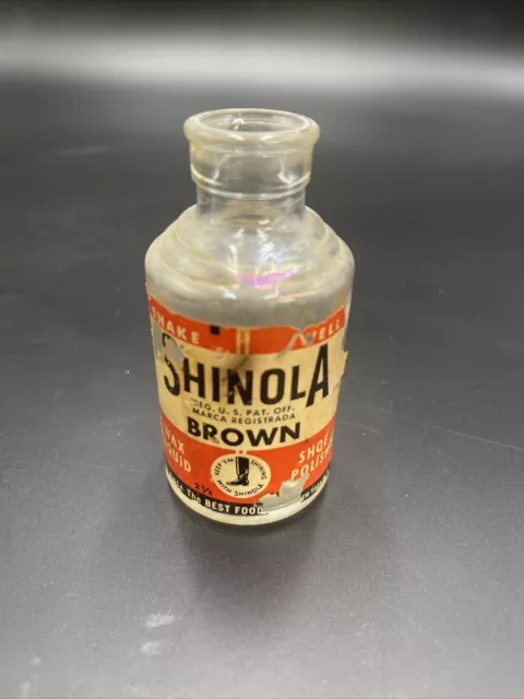 Shinola Antique Paper Label Glass Medicine Bottle Medical Pharmacy Apothecary