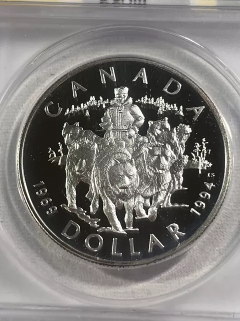 1994 Canada 1 Dollar Large Silver Proof RCMP Dog Team Patrol 68 DCAM by ANACS