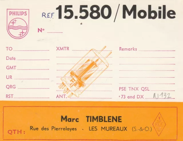 Carte QSL Radio Amateur Opérateur REF_15 580 de M TIMBLENE a LES MUREAUX