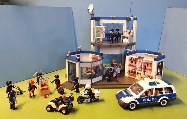 PLAYMOBIL COMMISSARIAT POLICE 4264 + Extension 7394 Voiture Quad Moto ...