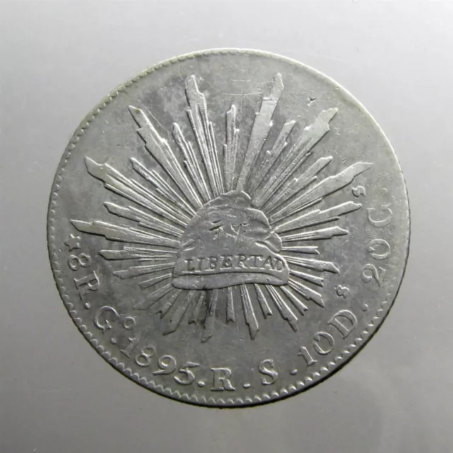 SILVER 8 REALES - MEXICO____Minted in 1895____EAGLE/SNAKE/CACTUS___Trade Dollar