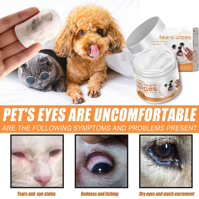 60pcs/set Eye Tear Cleaning Ear Stain Remover Non-woven Wipes Towel Pet Supplies