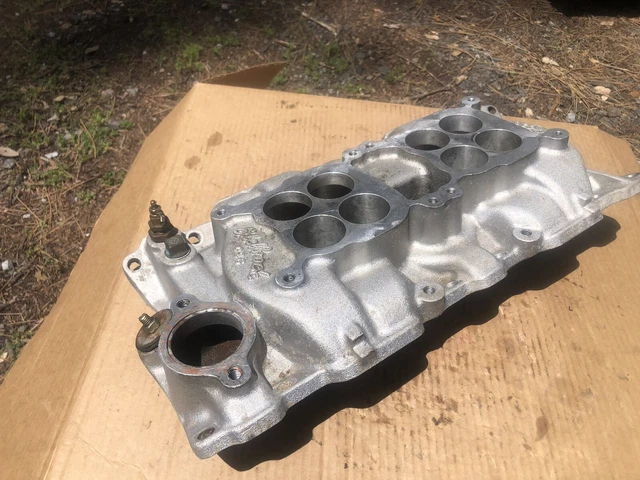 Edelbrock Chevy C26 SBC 2x4 Intake Manifold Dual Quad 5425 327 350 Edelbrock Chevy C26 SBC 2x4 Intake Manifold Dual Quad 5425 327 350