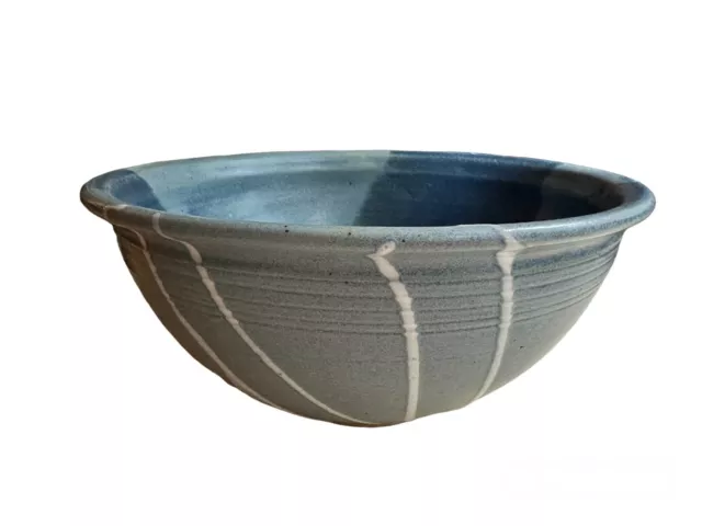Hand Thrown Pottery Large Bowl Blue Dip Glaze New Morning Gallery Blue Ashville
