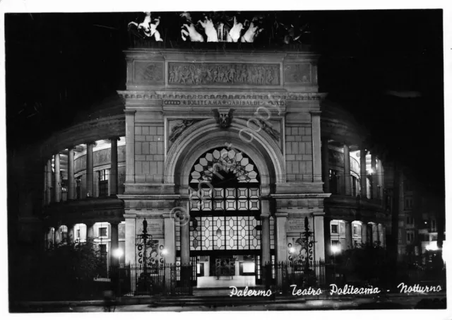 Cartolina Palermo Teatro Politeama Notturno 1957
