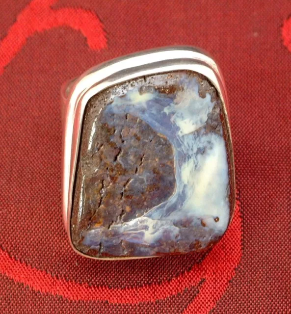 Boulder Opal Ring - 28 x 23 mm - in Sterling Silber - 925 - Größe 56 - EXCLUSIV