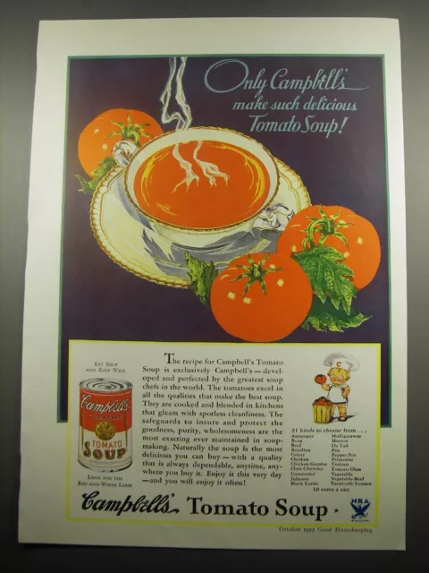 1933 Campbell's Tomato Soup Ad - Only Campbell's make such delicious tomato soup