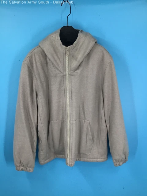 Men's VINCE. Sherpa Lined Beige Hooded Jacket - Size L (MSRP $625.00)
