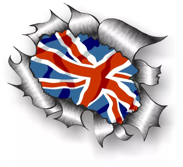 CLASSIC Ripped Open Torn Metal Rip & Union Jack British UK GB Flag car sticker