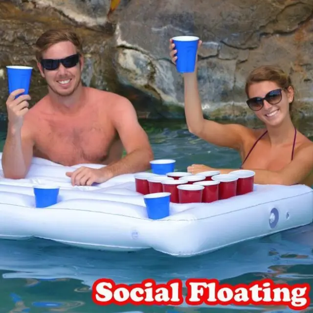 Cooler Cup Holder Table Pool Float With Ice Bucket For Water Party