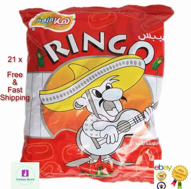 21 sacchetto X 28 grammi Hala Chips Ringo gusto formaggio HALAL حلال