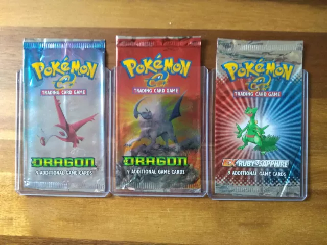 Pokemon TCG Ex Dragon Ruby/Saphire e-Reader Booster Pack EMPTY/OPENED Lot of 3 