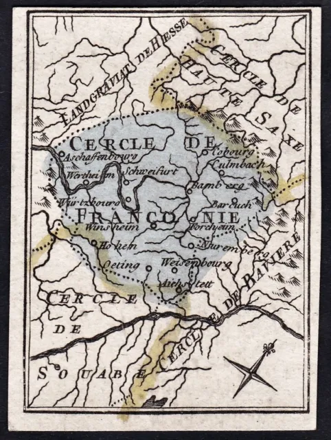 Franken Bayern Bavaria playing card Spielkarte map Karte Poilly 1750