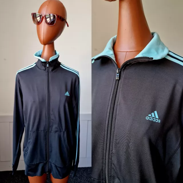 Adidas giacca da ginnastica donna tuta top cerniera anteriore nero poliestere *16-18* AZ27