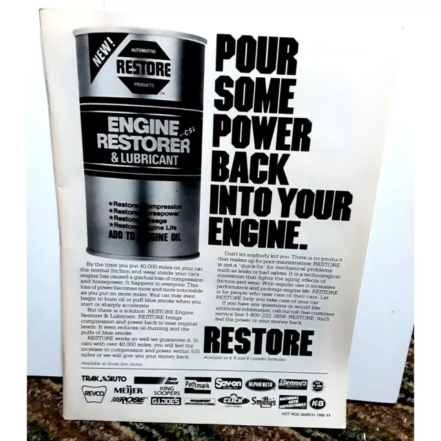 Vintage 1986 Restore Power Back In Engine Print Ad Original epherma