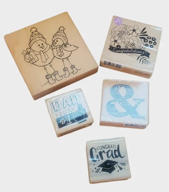 Wooden Rubber Stamp LOT of 5 New Studio G Recollections Stampendous Craft Smart