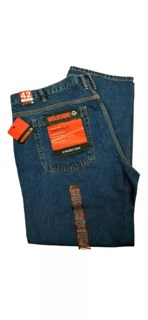 Wolverine Work Jeans Mens  Pant Traditional Fit 42x34  12oz Denim. NWT