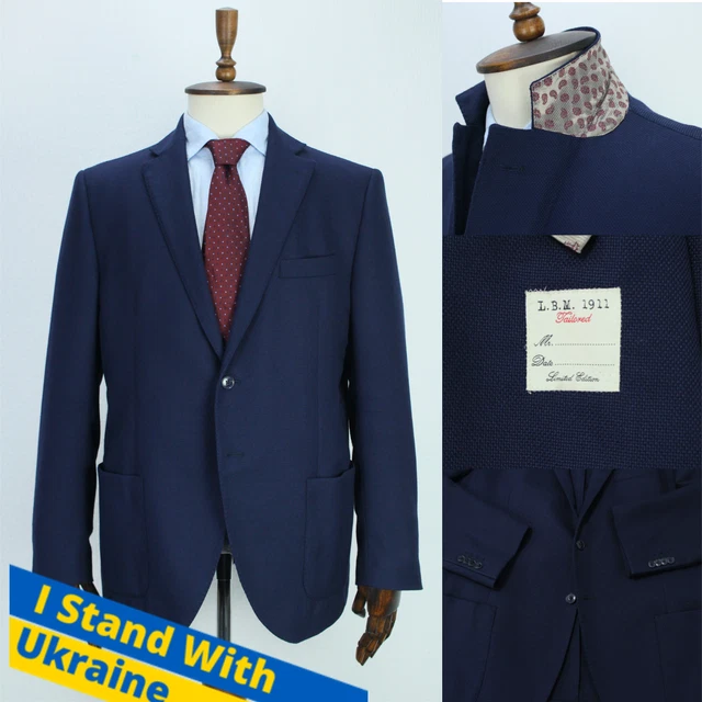 LUIGI BIANCHI LBM 1911 Blue Hopsack WOOL Sport Coat Blazer Jacket 58IT 48US/UK