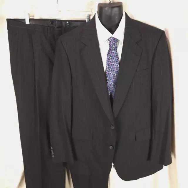 Hart Schaffner Marx Gold Trumpeter Men's Gray Pinstripe Suit 44R? Pants 36 x 33