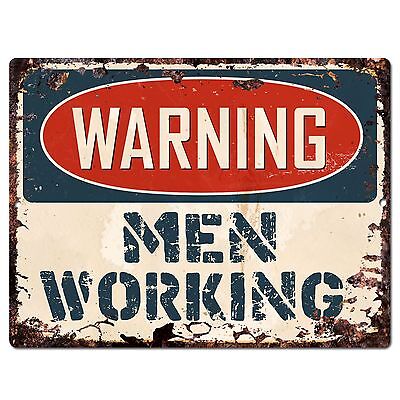 PP1041 WARNING MEN WORKING Plate Rustic Chic Sign Home Store Decor Gift