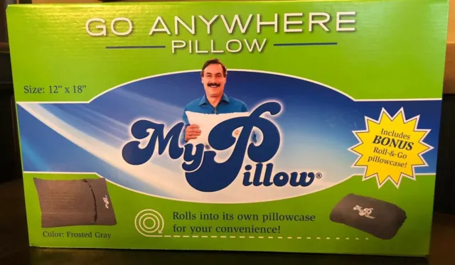 MY PILLOW ** NEW ** Roll & GoAnywhere TRAVEL Pillow + PILLOWCASE in FOREST GRAY