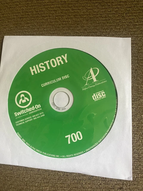 Switched On Schoolhouse History 700 7th Grade CD 2009 Edition
