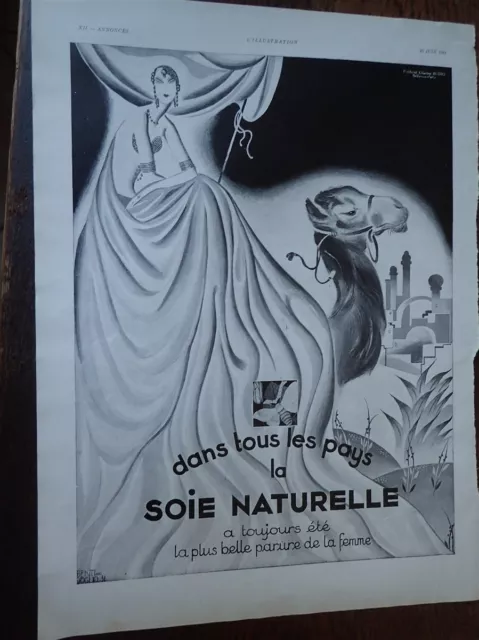 FORD conduite intérieure + SOIE NATURELLE publicité papier ILLUSTRATION 1931
