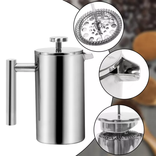 350ML Stainless Steel Double Wall French Coffee Press Tea Pot Plunger Maker AU