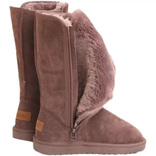 Boots Women Winter Suede Leather Warm Snow Plush Fluffy Zipper Platform Shoes An