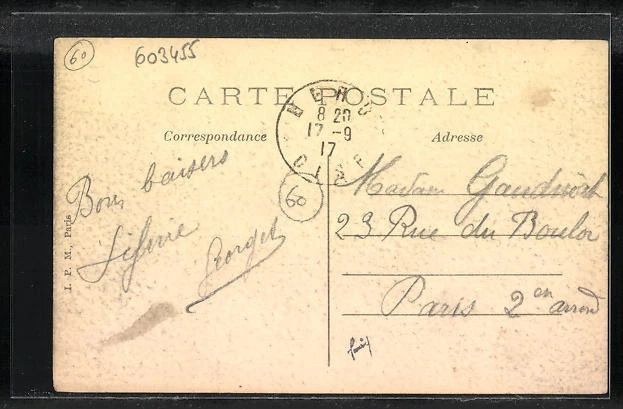 CPA Méru, Rue Voltaire, les Ecoles 1917 2