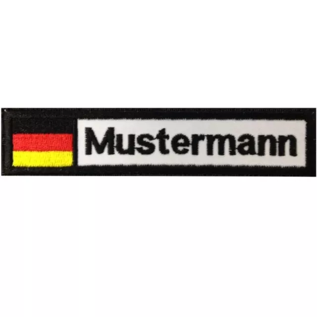 NAMENSSCHILD Wunschtext Name gestickt Biker Patch 12x2,5cm (BRD) ZUM AUFBÜGELN