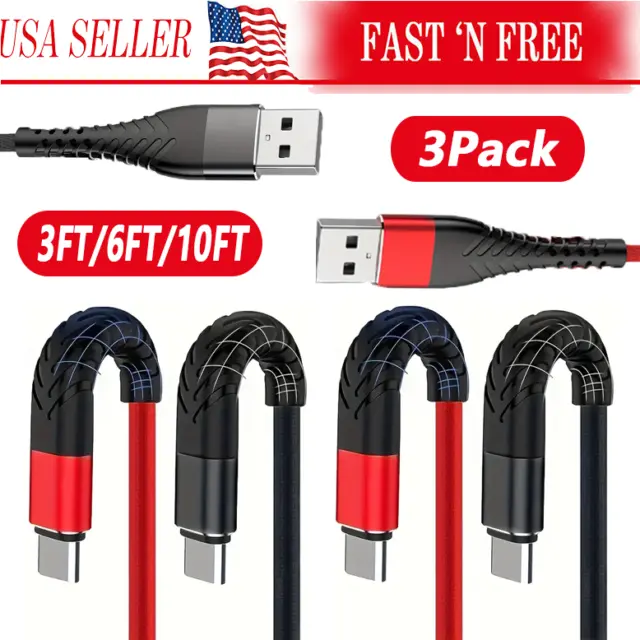 Braided USB Type-C USB-C to USB-A Fast Charge Cable Cord Charger Charging Sync