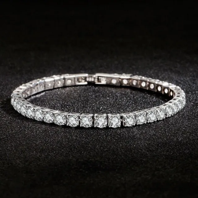 Bracelet tennis imitation diamant taille ronde 7,0 ct en finition or blanc...